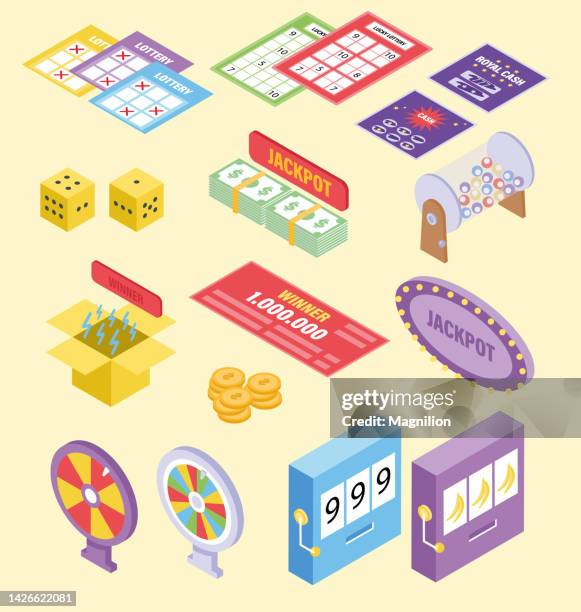 illustrations, cliparts, dessins animés et icônes de vecteur isométrique de loterie - loto