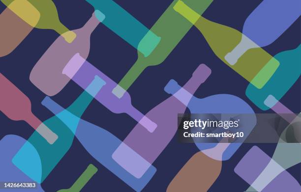 wine bottles - riesling wine stock illustrations