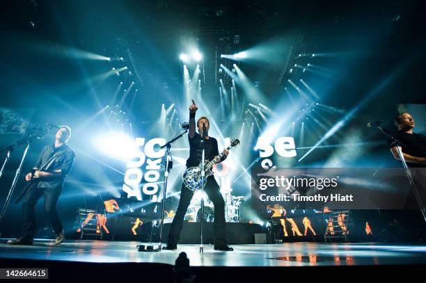 Nickelback performs at the I Wireless Center on April 10, 2012 in Moline, Illinois.