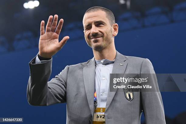 Leonardo Bonucci of Italy looks on ahead of the UEFA Nations League League A Group 3 match between Italy and England at San Siro on September 23,...