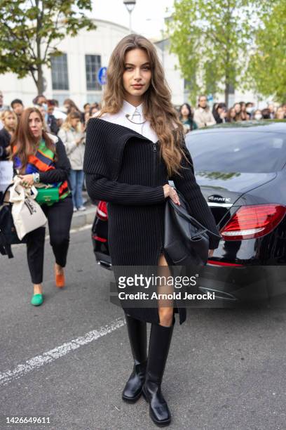 Mara Lafontan is seen during the Milan Fashion Week - Womenswear Spring/Summer 2023 on September 23, 2022 in Milan, Italy.