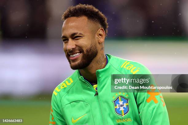 Neymar of Brazil looks on ahead of the International Friendly match between Brazil and Ghana at Stade Oceane on September 23, 2022 in Le Havre,...