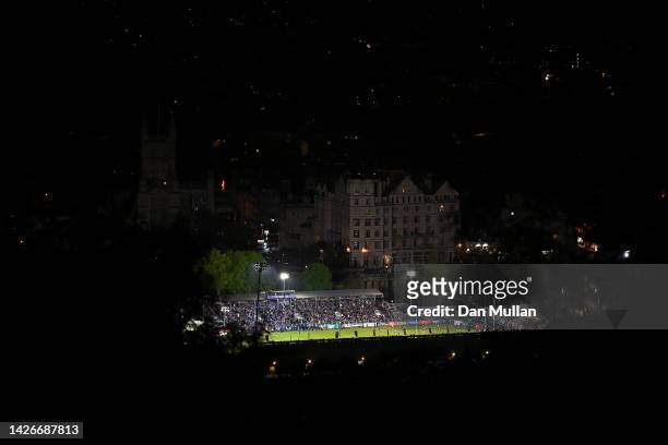 General view of the Gallagher Premiership Rugby match between Bath Rugby and Wasps at Recreation Ground on September 23, 2022 in Bath, England.
