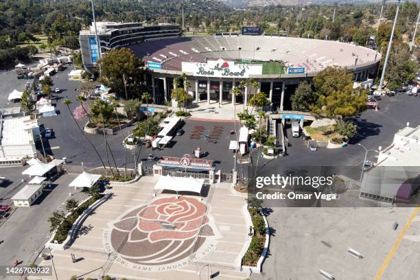 An aerial view of Rose Bowl Stadium prior to the Mexico National Team training session at Rose Bowl Stadium on September 22, 2022 in Pasadena,...