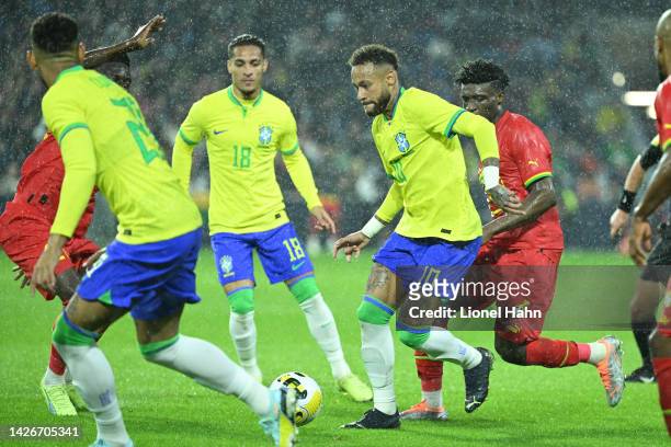 Neymar of Brazil during the International Friendly match between Brazil and Ghana at Stade Oceane on September 23, 2022 in Le Havre, France.