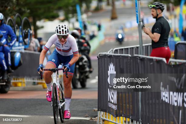 Zoe Backstedt of United Kingdom competing in the breakaway during the 95th UCI Road World Championships 2022 - Women Junior Road Race a 67,2km one...