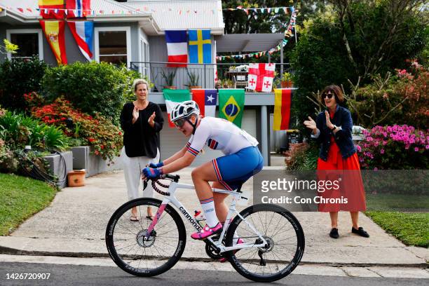 Zoe Backstedt of United Kingdom competing in the breakaway during the 95th UCI Road World Championships 2022 - Women Junior Road Race a 67,2km one...