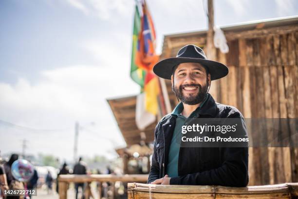 portrait of a gaucho at the farroupilha camp - farroupilha stock pictures, royalty-free photos & images