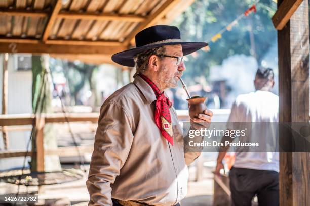 portrait of a gaucho at the farroupilha camp - orgulho stock pictures, royalty-free photos & images