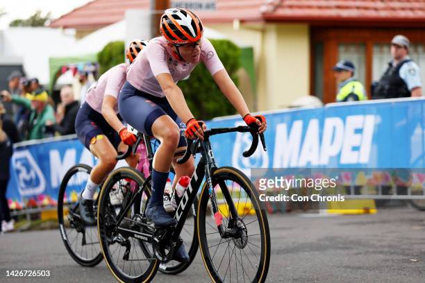 Anna Van Der Meiden of The Netherlands competes during the 95th UCI Road World Championships 2022 - Women Junior Road Race a 67,2km one day race from...