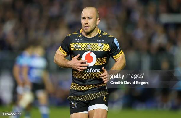 Dan Robson of Wasps looks on during the Gallagher Premiership Rugby match between Bath Rugby and Wasps at the Recreation Ground on September 23, 2022...