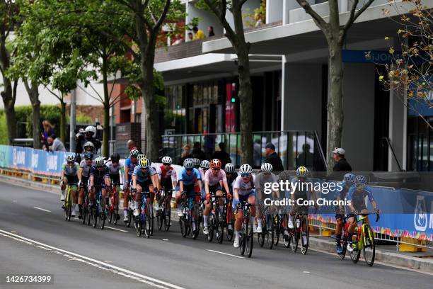 General view of the peloton competing during the 95th UCI Road World Championships 2022 - Women Junior Road Race a 67,2km one day race from...