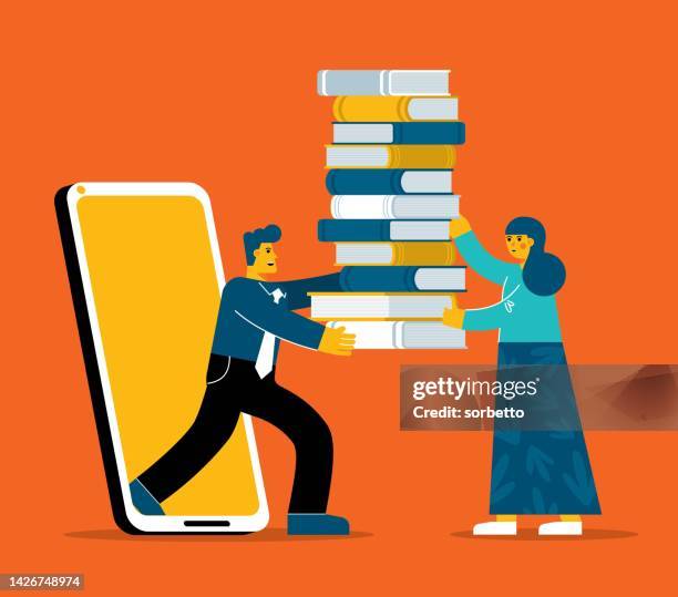 online education - person using screen reader stock illustrations