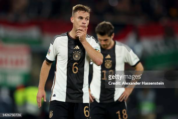 Joshua Kimmich of Germany reacts after the UEFA Nations League League A Group 3 match between Germany and Hungary at Red Bull Arena on September 23,...
