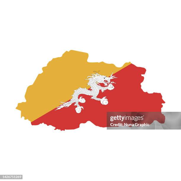 flag maps bhutan. - bhutan stock illustrations