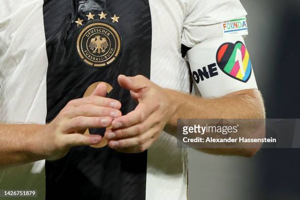 Close Up of the Captains 1 Love armband of Germany during the UEFA Nations League League A Group 3 match between Germany and Hungary at Red Bull...