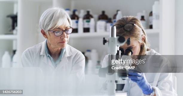 lab research, scientist team and science innovation for medical healthcare, microscope dna and innovation with collaboration at work. pharmacist engineer working on future medicine development - bioquímica imagens e fotografias de stock