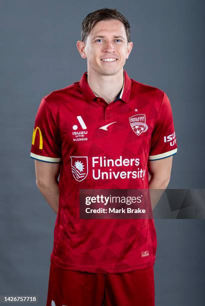 Craig Goodwin poses during the Adelaide United A-League headshots session at Adelaide Entertainment Centre on September 21, 2022 in Adelaide,...