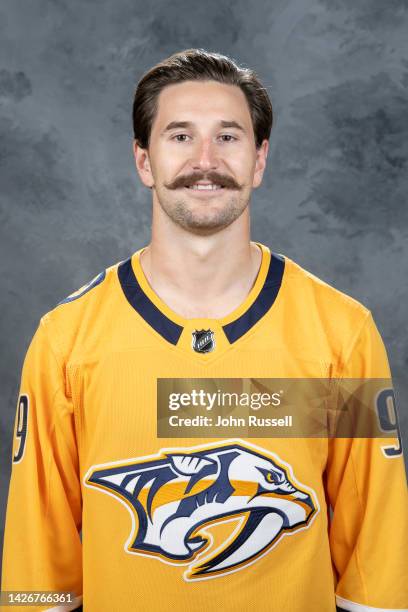 Filip Forsberg of the Nashville Predators poses for his official headshot for the 2022-2023 season on September 21, 2022 at Bridgestone Arena in...