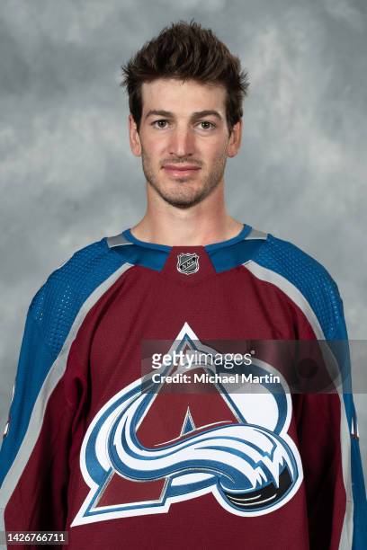 Jayson Megna of the Colorado Avalanche poses for his official headshot for the 2022-2023 NHL season on September 21, 2022 at Ball Arena in Denver,...