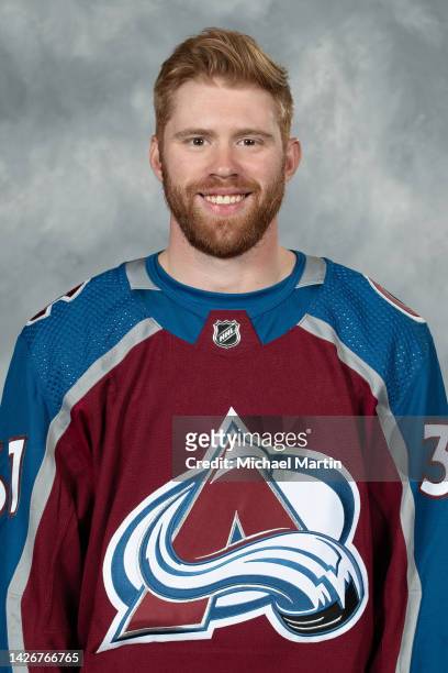 Compher of the Colorado Avalanche poses for his official headshot for the 2022-2023 NHL season on September 21, 2022 at Ball Arena in Denver,...