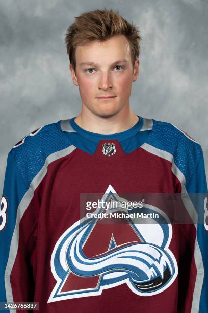 Cale Makar of the Colorado Avalanche poses for his official headshot for the 2022-2023 NHL season on September 21, 2022 at Ball Arena in Denver,...