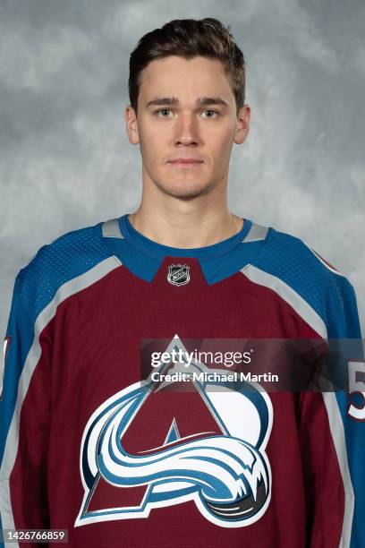 Mikhail Maltsev of the Colorado Avalanche poses for his official headshot for the 2022-2023 NHL season on September 21, 2022 at Ball Arena in Denver,...