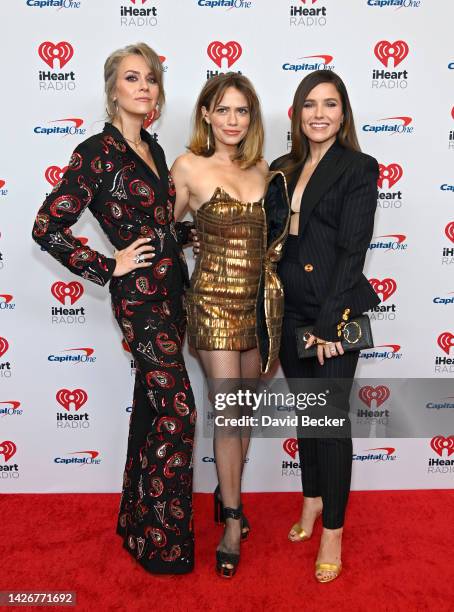 Hilarie Burton, Bethany Joy Lenz, and Sophia Bush arrive at the 2022 iHeartRadio Music Festival at T-Mobile Arena on September 23, 2022 in Las Vegas,...