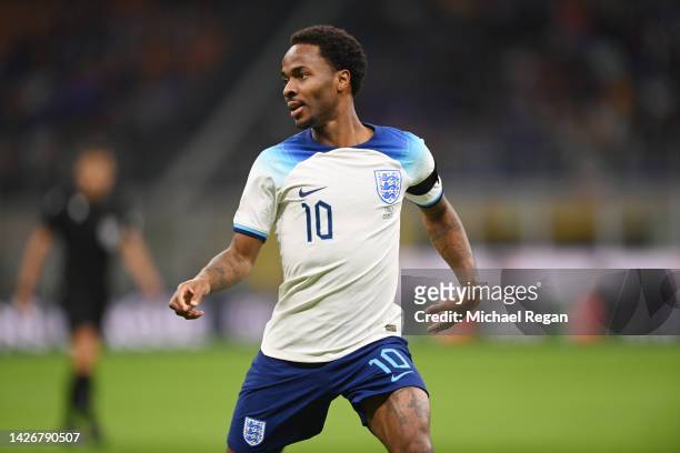 Raheem Sterling of England in action during the UEFA Nations League League A Group 3 match between Italy and England at San Siro on September 23,...