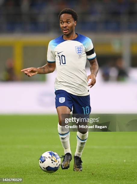 Raheem Sterling of England in action during the UEFA Nations League League A Group 3 match between Italy and England at San Siro on September 23,...