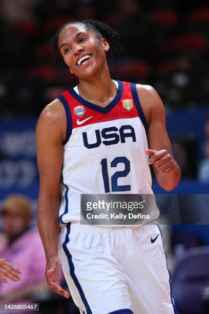 Alyssa Thomas of the United States reacts during the 2022 FIBA Women's Basketball World Cup Group A match between USA and China at Sydney Superdome,...
