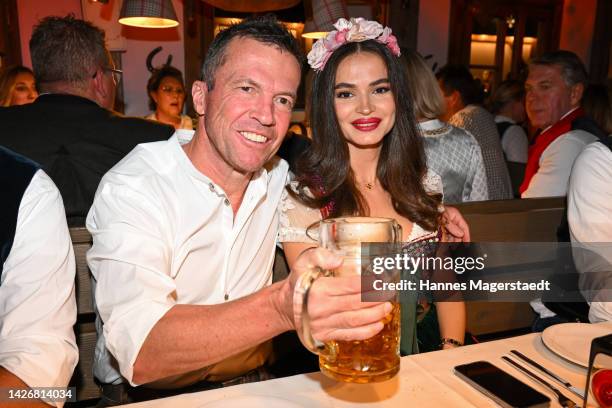 Lothar Matthäus and Anastasia Matthäus at Kaefer-Schaenke during the 187th Oktoberfest at Theresienwiese on September 23, 2022 in Munich, Germany.