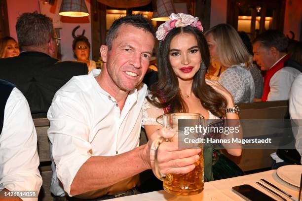 Lothar Matthäus and Anastasia Matthäus at Kaefer-Schaenke during the 187th Oktoberfest at Theresienwiese on September 23, 2022 in Munich, Germany.
