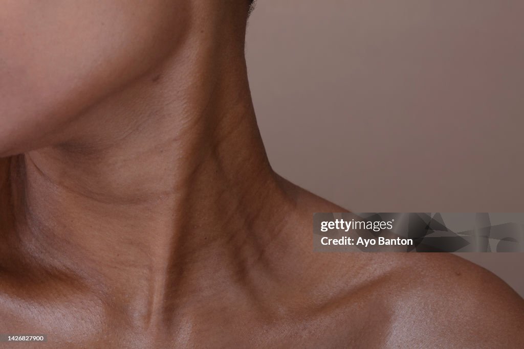 Close-up of woman's neck