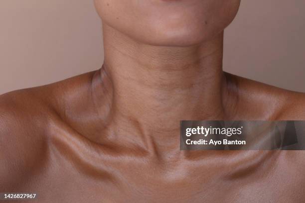 close-up of woman's collarbone - clavicle stock pictures, royalty-free photos & images