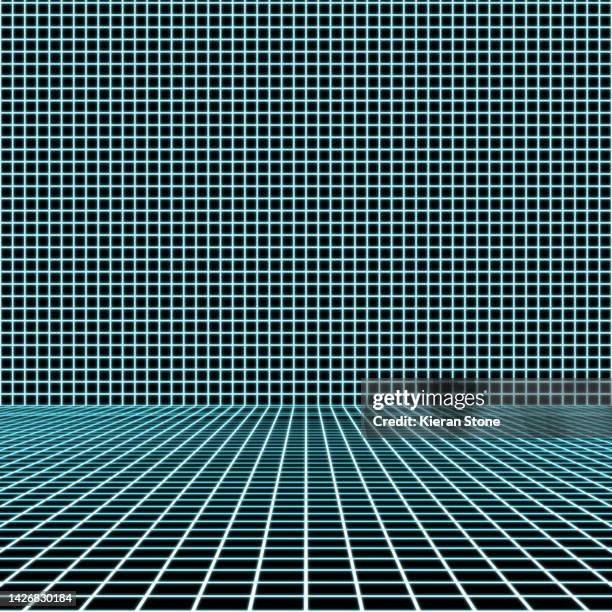 blue retro grid background - grid pattern stock pictures, royalty-free photos & images