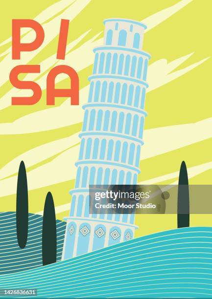 pisa tower flat vector illustration - pisa italy stock illustrations