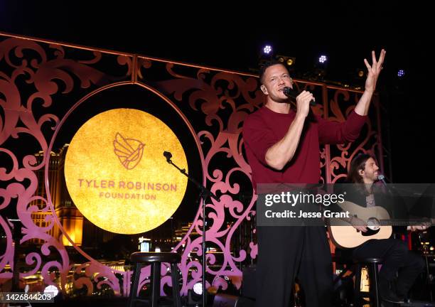 Dan Reynolds and Wayne Sermon of Imagine Dragons performs during Imagine Dragons' Eighth Annual Tyler Robinson Foundation Rise Up Gala at Resorts...