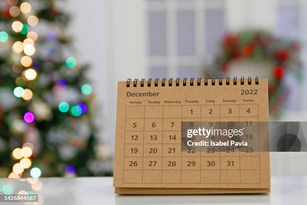 close-up of december calendar on table - calendar isolated bildbanksfoton och bilder