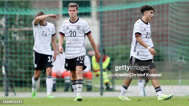 Robert Ramsak and David Leal Costa of Germany look dejected after the first goal of Belgium during the Germany U17 v Belgium U17 match of the KOMM...