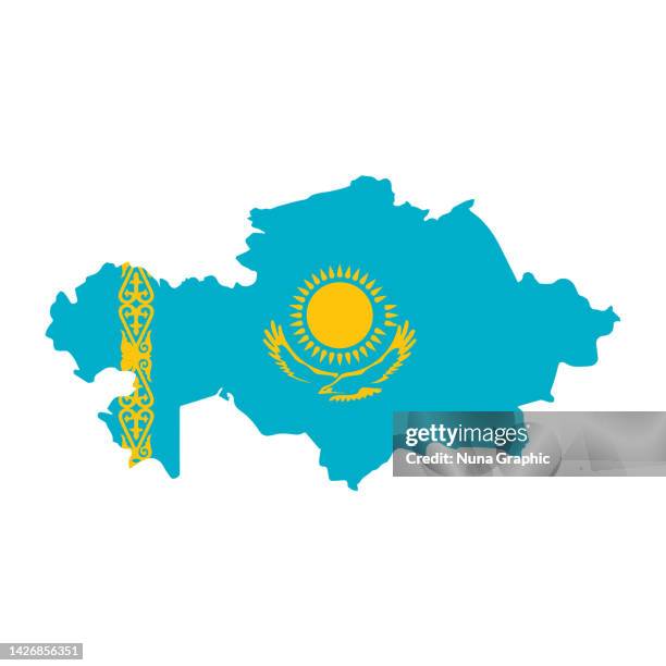 illustrations, cliparts, dessins animés et icônes de cartes du drapeau kazakhstan - kazakhstan stock