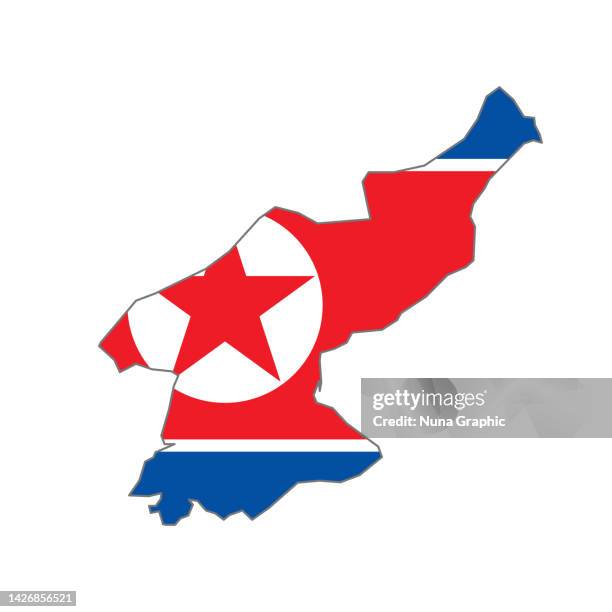 flag maps north korea - graphic design elements stock illustrations
