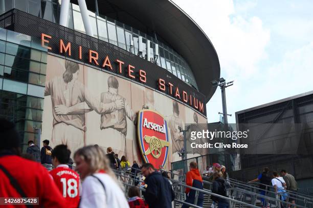 General view as fans make their way to the stadium prior to the FA Women's Super League match between Arsenal and Tottenham Hotspur at Emirates...
