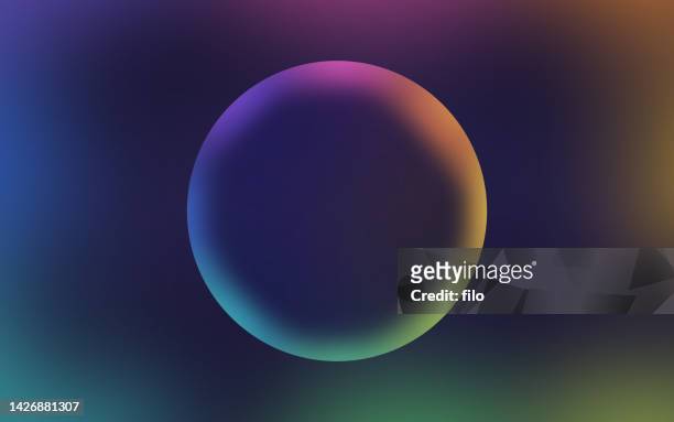 ilustraciones, imágenes clip art, dibujos animados e iconos de stock de burbuja de arco iris forma abstracta colores fondo - flotando en el aire