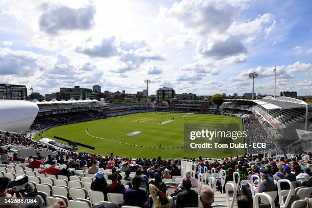 General view of action during the 3rd Royal London ODI match between England and India at Lord's Cricket Ground on September 24, 2022 in London,...