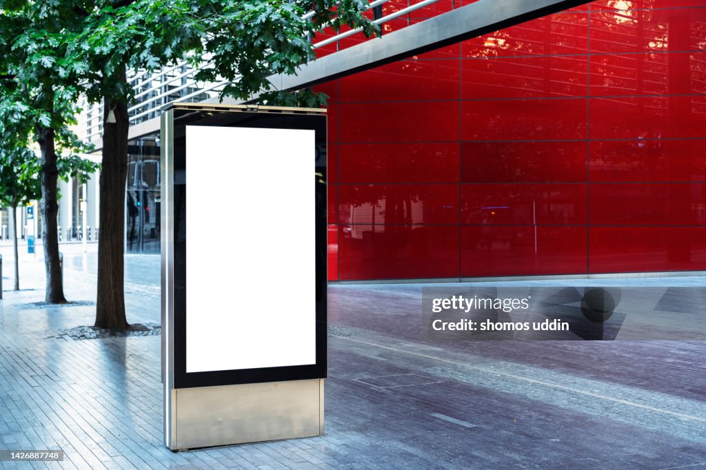 Blank digital billboard in London Business district