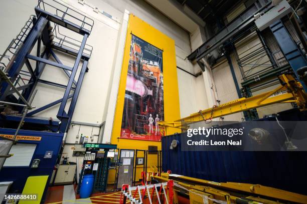 The reinforced yellow shielding door leading through to the active fusion reactor is seen at the UK Atomic Energy Authority , where the Joint...