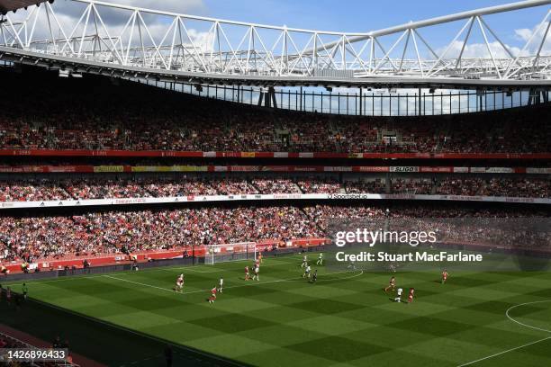 General view of Emirates Stadium during the FA Women's Super League match between Arsenal and Tottenham Hotspur on September 24, 2022 in London,...