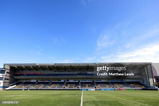 General view inside the stadium prior to the Gallagher Premiership Rugby match between Worcester Warriors and Newcastle Falcons at Sixways Stadium on...