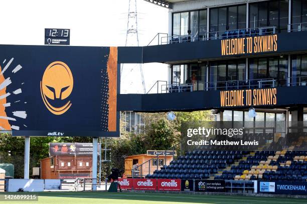 General view inside the stadium prior to the Gallagher Premiership Rugby match between Worcester Warriors and Newcastle Falcons at Sixways Stadium on...